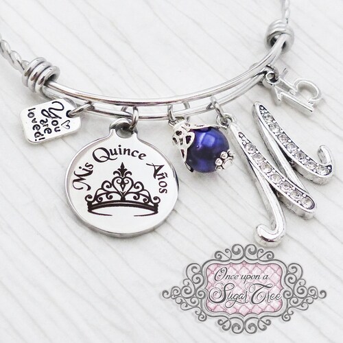 Quinceanera GIFT 15th Birthday Gift Letter Bangle Bracelet Etsy