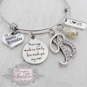 Moeder in wet Verjaardag Gift- Huwelijk maakte ons familie liefde maakte je mijn moeder-gepersonaliseerde armband, moeder van stiefdochter- uit dochter in de wet