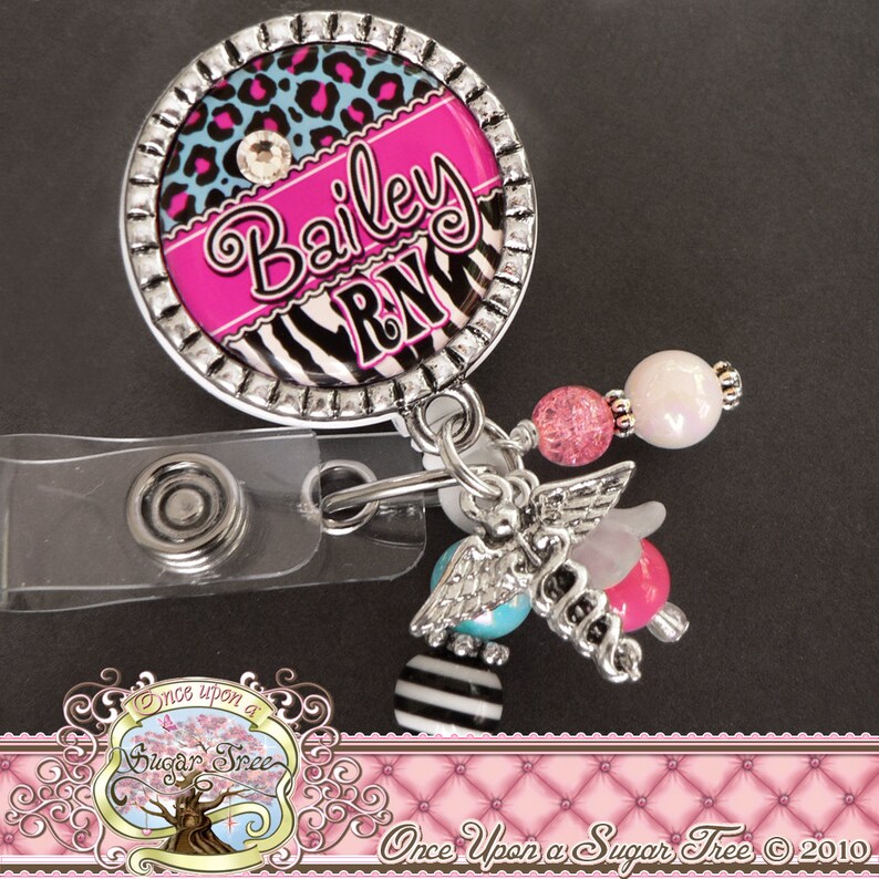 Personalized ID Badge Reel Leopard Print Zebra Print RN Np Etsy
