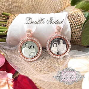 Photo Bouquet Charm for Bride-Two Sided-Custom Photo Memorial Bouquet Charm-Wedding Remembrance Gift-Attach to Bouquet-Loss of Loved One