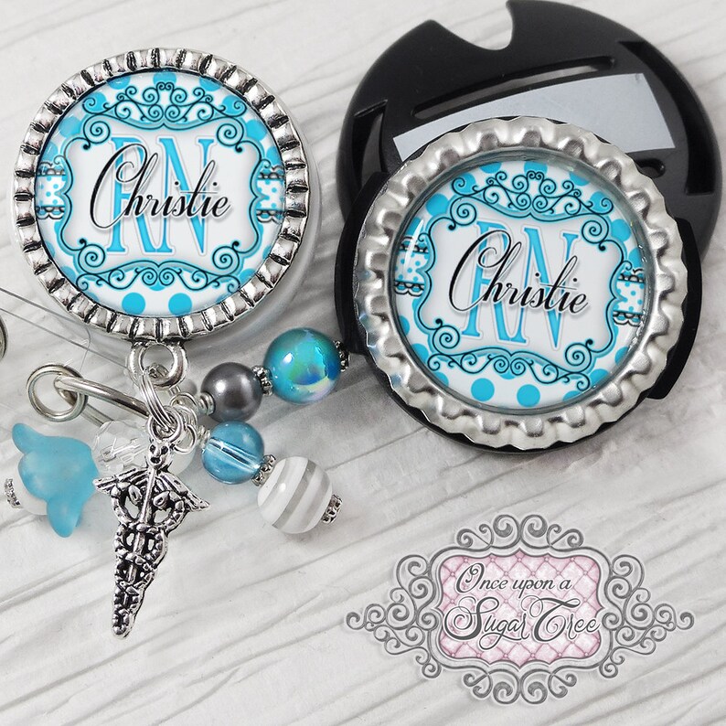 RN Badge Holder With Stethoscope Tag Id Badge Reel ER Badge Etsy