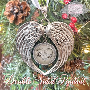 Personalized Angel Wing Memorial Christmas Ornament for Loss of a Loved One-Remembrance-Photo Charm-Double Side-Memory Gift-Picture Ornament