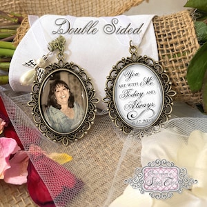 Wedding Bridal Memorial Charm for Loss of Mother-Wedding Bouquet Picture Charm-Photo Memory-Attach to Bridal Bouquet-Double Sided-Keepsake