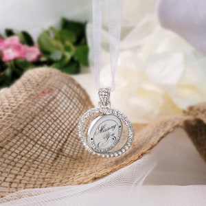 Bridal Bouquet Charm-Wedding Memorial Photo Charm-Double Sided-Loss of Grandma-Mom Wedding Remembrance Gift-Attach to Bridal Bouquet-Bridal image 5