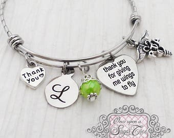 Physical Therapy Assistant GIFTS, Thank you gift, PTA Jewelry, Letter Bangle Bracelet- Wings to Fly, Physical Therapist, Therapist Gift