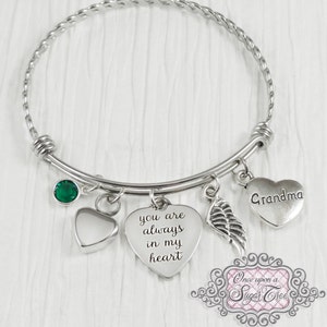 URN BRACELET, Cremation Bracelet Loss of Grandma Bracelet, Remembrance, Baby, Mom Memorial, You are always in my heart, Wing, Bereavement image 1