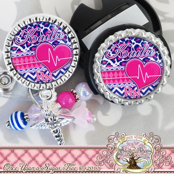 Hospital Badge Charms Nurse RN Inspired ID Badge Reel Holder