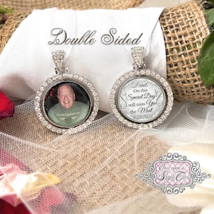 Memorial Wedding Charm-Photo Bridal Bouquet Charm-Dad Remembrance-Photo Charm-Double Sided-Loss of Grandpa Gift-Attach to Bridal Bouquet-Mom
