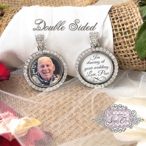 I&#39;m Dancing At Your Wedding-Photo Bridal Bouquet Charm-Wedding Remembrance-Memorial Charm-Loss of Grandpa Gift-Attach to Bridal Bouquet