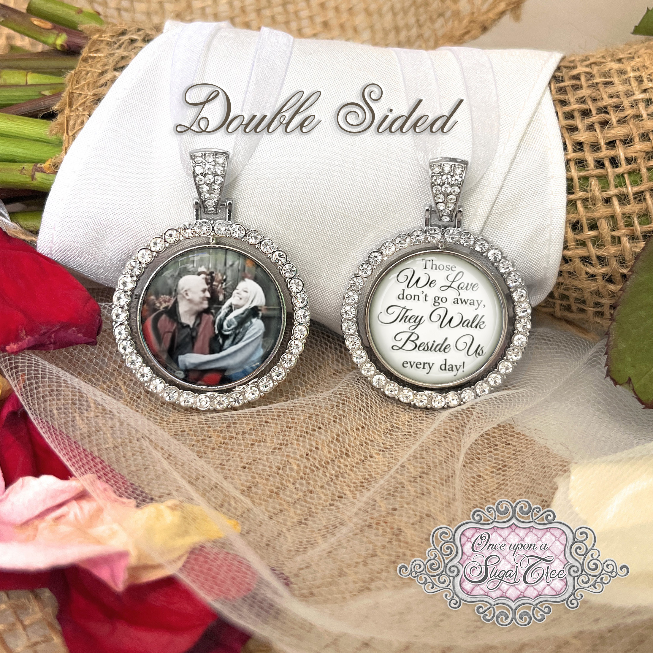 Photo Bouquet Memorial Charm, Memorial Charm for Bride, Double Sided  Wedding Charm, Bridal Charm Custom Photo & Text, Walk with me Dad