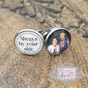 Custom Photo Memorial Wedding Cufflinks for Groom-Photograph Cuff Links-Always by your side-Personalized Remembrance Gift-In Loving Memory