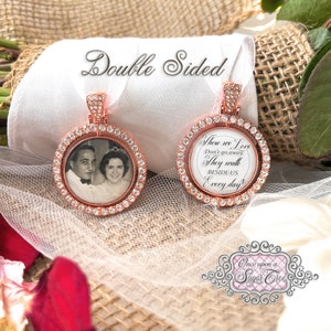 Bridal Bouquet Charm-Wedding Memorial Photo Charm-Double Sided-Those We Love Don&#39;t Go Away-Wedding Remembrance Gift-Attach to Bridal Bouquet