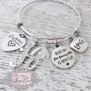 Bonus Mom Gifts, Gepersonaliseerde Bonus Mom Armband, Bedankt dat je van me houdt, Stiefmoeder Geschenken, Stiefmoeder Armband, Verjaardagscadeaus voor Stiefmoeder