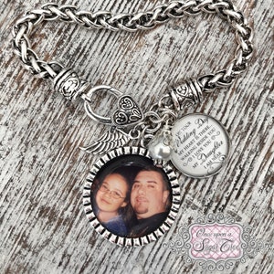 Pulsera de boda conmemorativa, pulsera de pérdida de fotos, pérdida de papá para la novia de la hija-joyería de ala de ángel, regalos de regalo-recuerdo de duelo