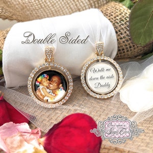 Dad Wedding Memorial-Bridal Photo Bouquet Charm-Wedding Memorial Charm-Double Sided-Loss-Wedding Remembrance Gift-Attach to Bridal Bouquet
