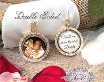 Dad Wedding Memorial-Bridal Photo Bouquet Charm-Wedding Memorial Charm-Double Sided-Loss-Wedding Remembrance Gift-Attach to Bridal Bouquet