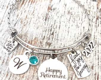 2024 Retirement Bracelet for Women-Happy Retirement Gift-Personalized Bangle-Jewelry-Coworker Retirement-Retiring Gift-Accomplishment-Friend