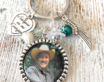 Alltid i mitt hjärtas minnesmärke med fotonyckelring - spansk minnesgåva - sorg - till minne av en kvinna med fotonyckelring - minnesgåva - förlust - sympati