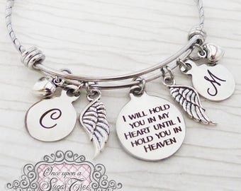 Loss of Child Bangle Bracelet,Remembrance Jewelry, Loss of Parents, Twins, Miscarriage, Hold you in my heart, wing, BANGLE Bracelet, Memory