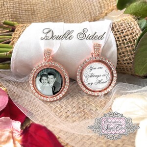 Wedding Photo Memorial-Memorial Photo Bouquet Charm-Double Sided-You are always in my heart-Bridal Gift-Loss of Loved One Remembrance gift