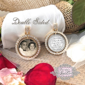 Wedding Memorial Photo Charm for Loss of Loved One-Double Sided- Loss of Mom and Dad Wedding Memorial for Bride-Remembrance Gift-Keepsake