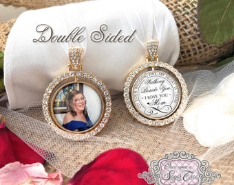 Bridal Bouquet Charm-Wedding Memorial Photo Charm-Double Sided-Loss of Grandma-Mom Wedding Remembrance Gift-Attach to Bridal Bouquet-Bridal