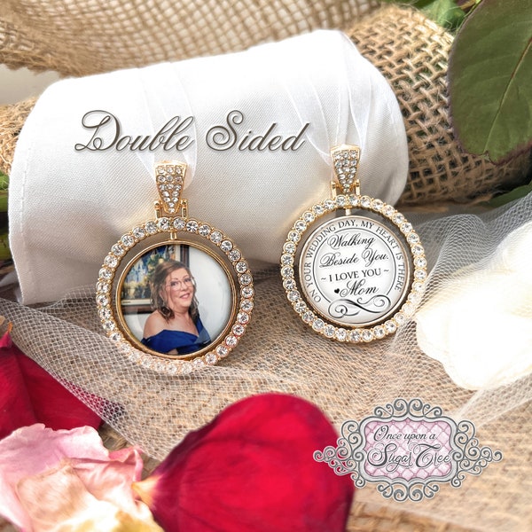 Brautstrauß Charme-Hochzeit Erinnerungsfoto Charme-Doppelseitig-Loss von Oma-Mom Hochzeit Erinnerung Geschenk-Attach to Brautstrauß-Bridal