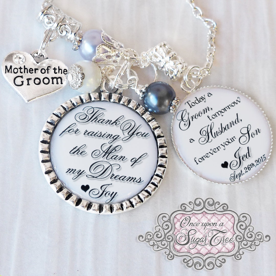 Mother of the GROOM Gift Personalized WEDDING Necklace-thank You
