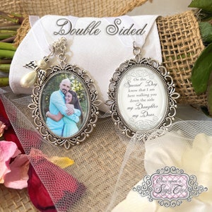 Wedding Bridal Memorial Charm for Loss of Father-Wedding Bouquet Picture Charm-Photo Memory-Attach to Bridal Bouquet-Double Sided-Keepsake