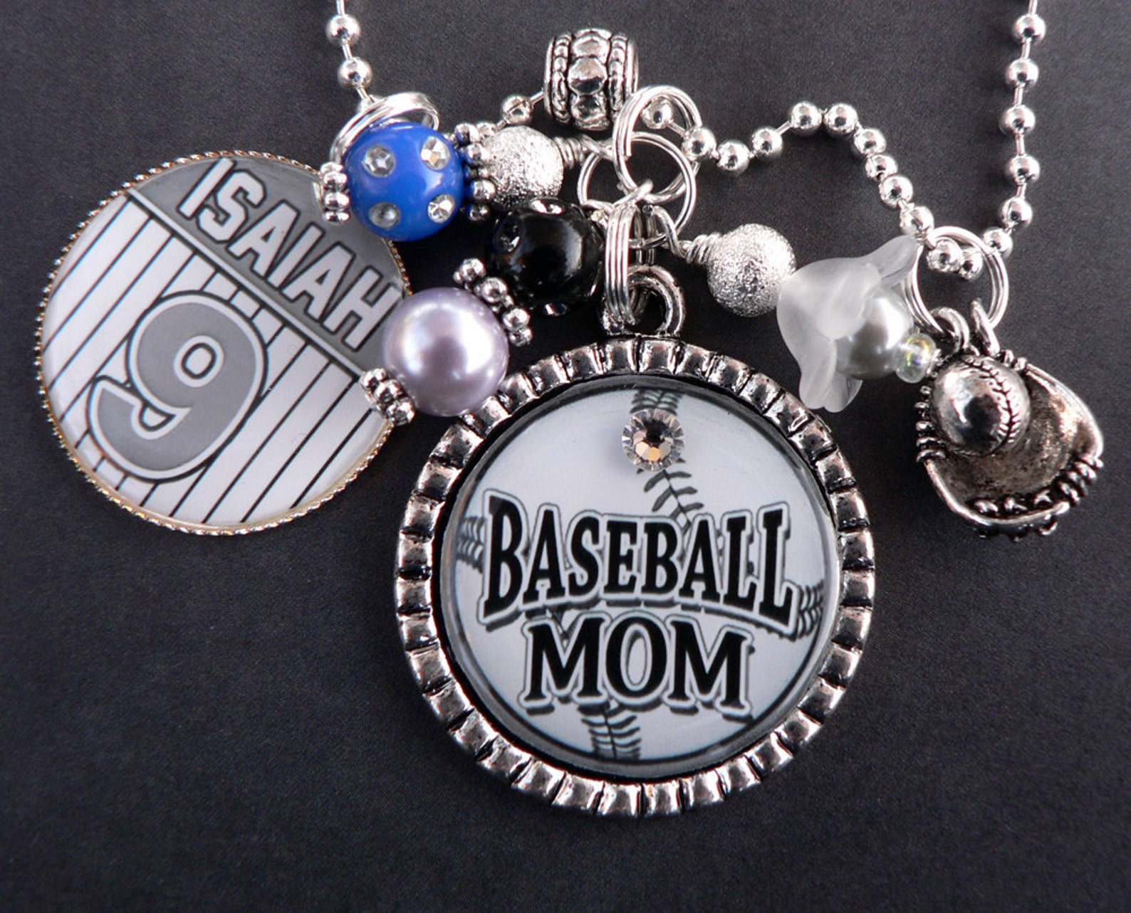 Baseball Mom Necklace Customizable BASEBALL Necklace Sports Etsy