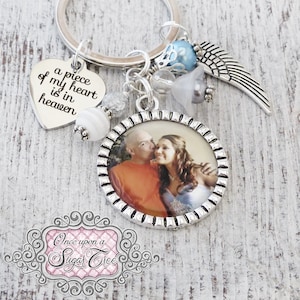 Memorial Photo Keychain, Photograph Key Chain, Remembrance Gifts, Loss of Loved One, Angel Wing, Bereavement Gifts for Her, Parent Gift, Mom