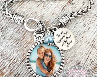 Aunt Gift-Custom Photo Jewelry for Aunt from Niece-Bracelet-The Love Between an Aunt and her Niece is Forever-Birthday-Mother's Day-Auntie