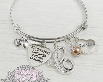 Grandma Bracelet- My greatest Blessings call me GRANDMA BRACELET-Bangle Bracelet-Mother's Day Jewelry -Gifts for Grandma-Mother's day