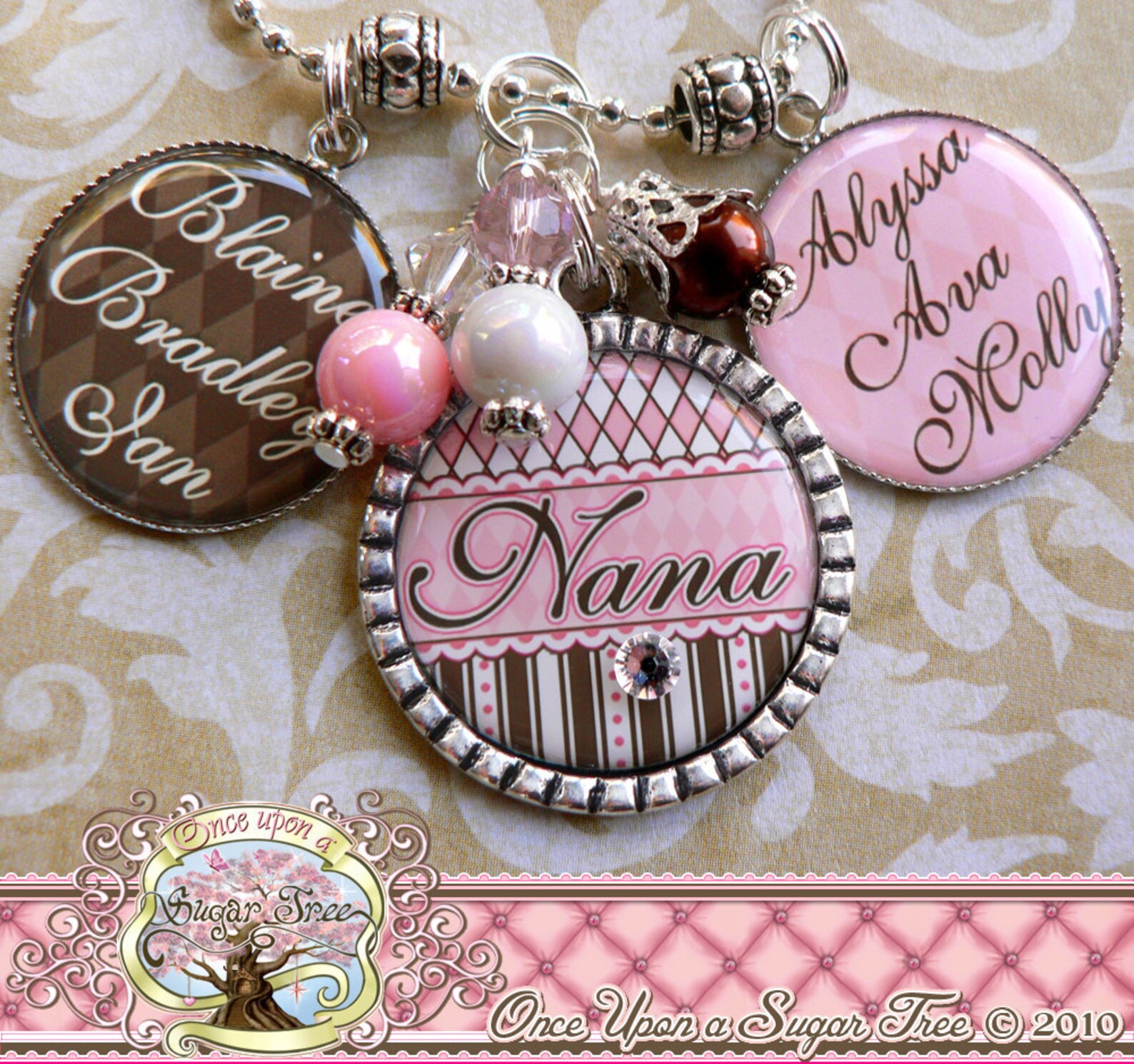 Mom Grandma Nana NECKLACE or Key Chain Triple Pendant Etsy