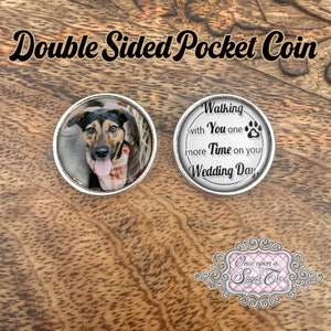 Boda mascota memorial regalo-foto bolsillo moneda-regalo conmemorativo personalizado de doble cara para el novio-ficha de bolsillo para el novio-recuerdo de la boda regalo-gato