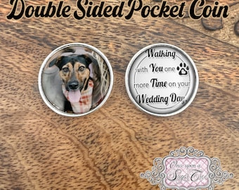 Wedding Pet Memorial Gift-Photo Pocket Coin-Custom Double Sided Memorial Gift for Groom-Pocket Token for Groom-Wedding Remembrance Gift-Cat
