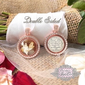 Photo Memorial Wedding Bouquet Charm-Bridal Picture Charm-Double Sided-Custom Photo-My Daughter My Dear-Attach to Bouquet