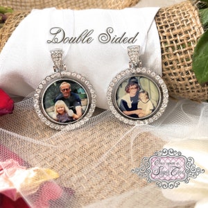 Photo Bouquet Charm for Bride-Two Sided-Custom Photo Memorial Bouquet Charm-Wedding Remembrance Gift-Attach to Bouquet-Loss of Loved One