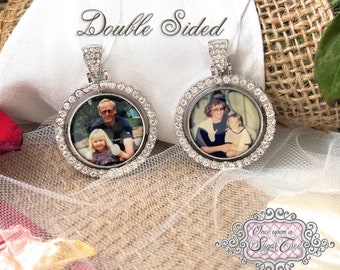 Photo Bouquet Charm for Bride-Two Sided-Custom Photo Memorial Bouquet Charm-Wedding Remembrance Gift-Attach to Bouquet-Loss of Loved One