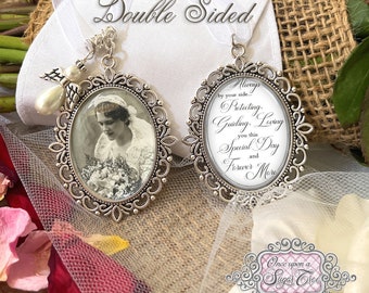 Photo Bridal Memorial Bouquet Charm-Wedding Bouquet Charm-Photo Memory for Loss of Loved One-Attach to Bridal Bouquet-Double Sided-Keepsake