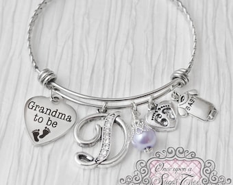 Grandma to be Bracelet-Bangle Bracelet-First time- Mother's Day Jewelry -Gifts for Grandma, Valentine's Day, Pregnancy Reveal Announcement