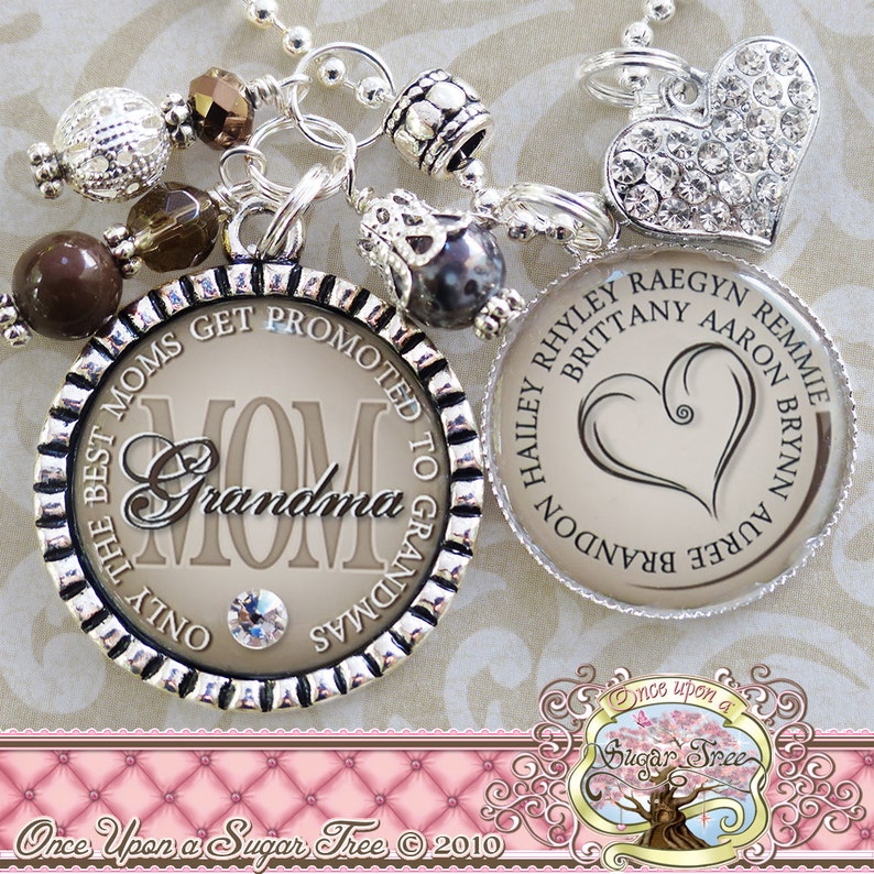 Personalized Mom Grandma Gift, Grandma NECKLACE or Keychain, Only The Best Moms Get Promoted To Grandmas, Grandma Jewelry Children's Names image 1