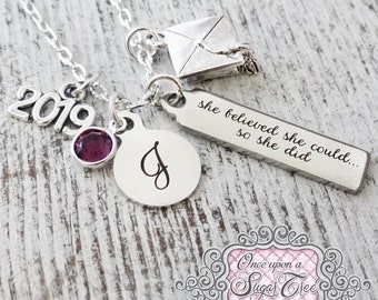 2026 Graduation Gift, She believed she could so she did Necklace, Birthstone Jewelry,  Graduation Necklace, High School Graduation Gifts
