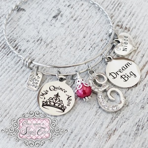 Quinceanera GIFT, 15th Birthday Gift, Dream Big Bracelet, Personalized Jewelry- Mis Quince Anos, Jewelry- Crown, Niece Quince- You are loved