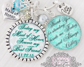 MAID OF HONOR Gift, Personalized Keychain,Bridesmaid Gift-Gift from Bride-Matron of Honor Gift Sister Best Friend-Wedding Jewelry, Thank you