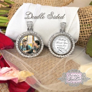 Grandpa Wedding Remembrance gift for Bride-Photo Bouquet Charm-Wedding Memorial Picture Charm-Double Sided-Loss of Loved One-Bridal Memory imagem 3