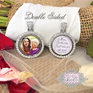 Bridal Bouquet Charm-Wedding Memorial Photo Charm-Double Sided-Loss of Grandma-Mom Wedding Remembrance Gift-Attach to Bridal Bouquet-Bridal image 7