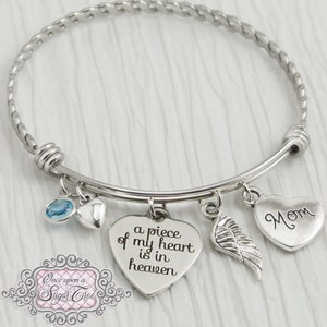 Bijoux commémoratifs - Bracelet perte de la mère - Souvenir de papa - Perte de sa fille - Un morceau de mon coeur est au paradis - Aile d&#39;ange - Cadeau de sympathie