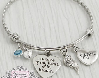 Memorial sieraden-verlies van moeder armband-herdenking-vader Memorial-verlies van dochter-een stukje van mijn hart is in de hemel-engel vleugel-sympathie cadeau