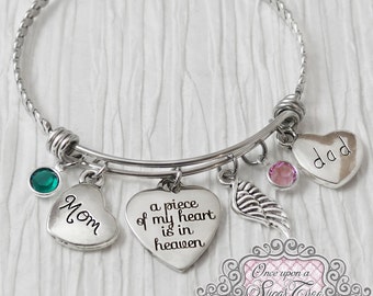 Memorial Jewelry-Verlies van moeder armband-Remembrance-Dad and Mom Memorial Bracelet-Een stuk van mijn hart is in de hemel-Sympathie Geschenken voor haar